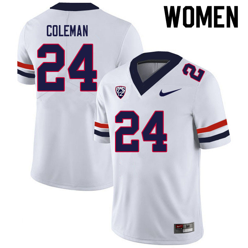 Women #24 Jonah Coleman Arizona Wildcats College Football Jerseys Sale-White - Click Image to Close